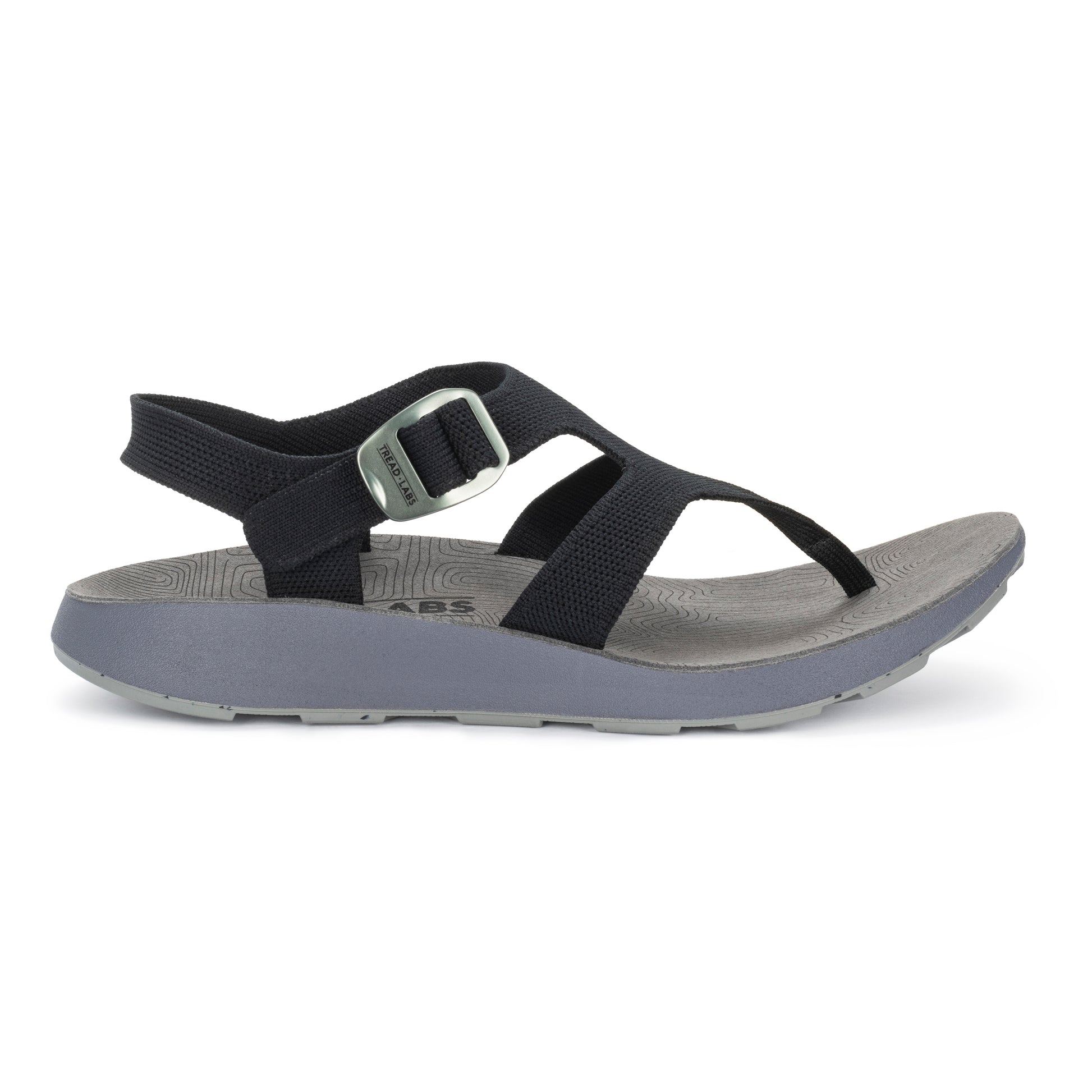 Lateral view of black Men's Albion Sandal on a white background